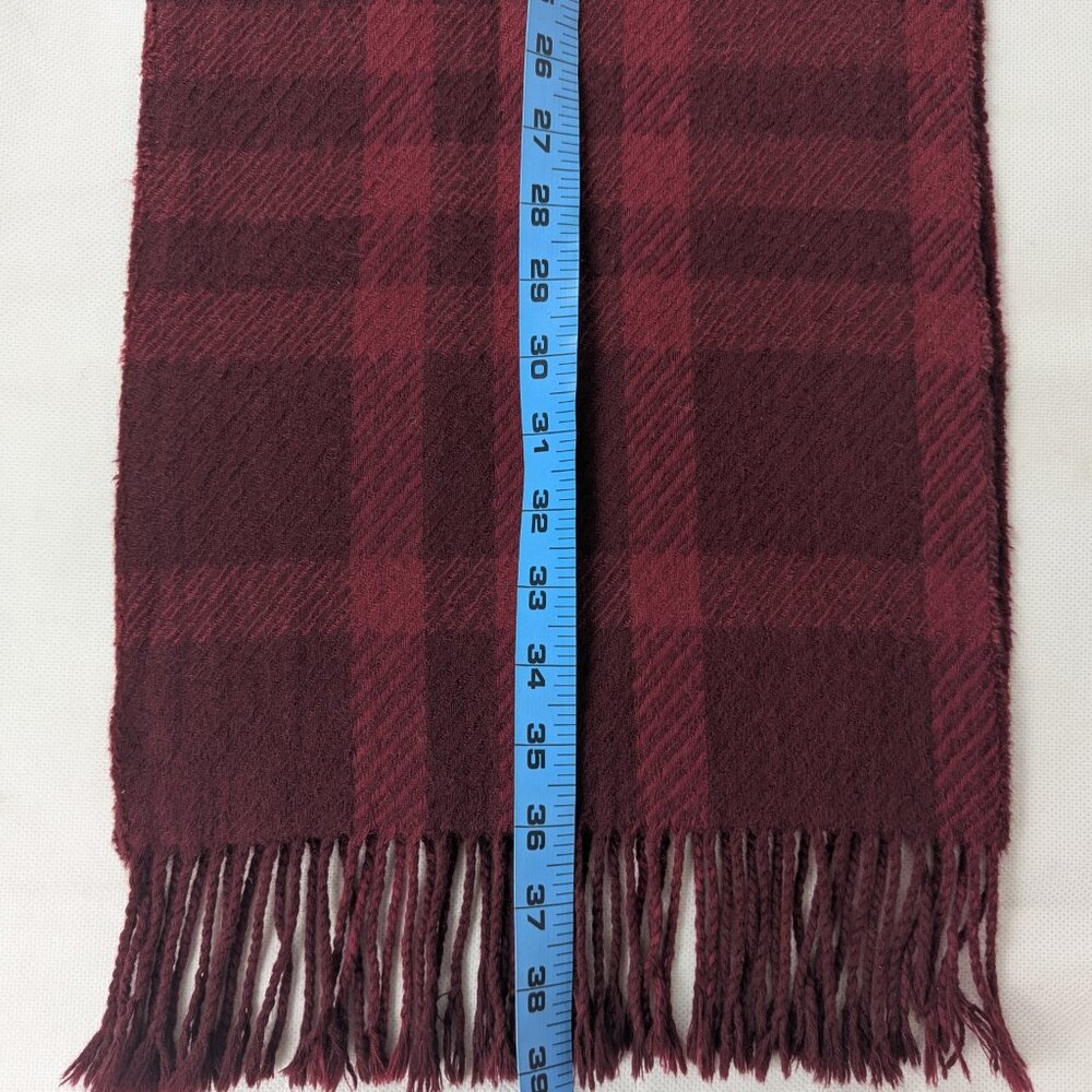 Burberry Classic Nova Check 100% Cashmere Maroon Scarf Made In Scotland - Picture 7 of 8